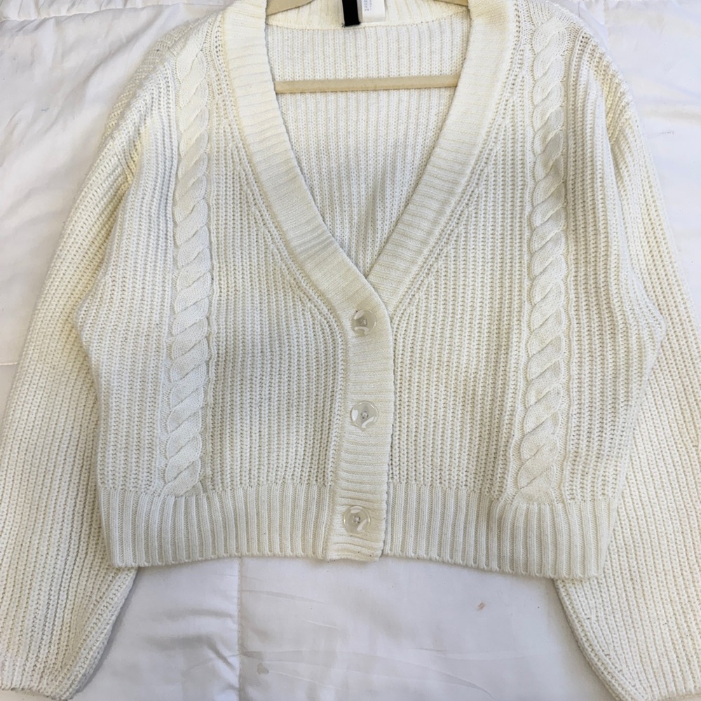 H&M Cream Cable Knit Cardigan